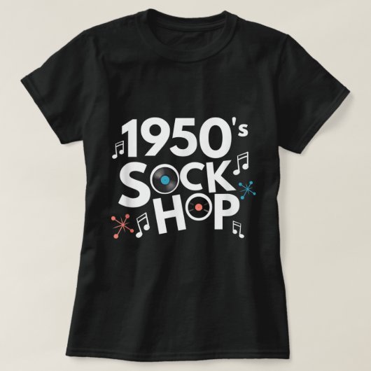 1950年代のソックホップテーマパーティー50年代のダンスパーティー Tシャツ (デザイン正面)