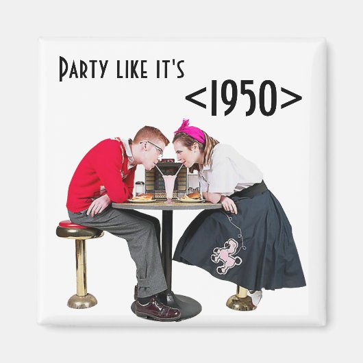 1950年代のソーダショップカップル マグネット (正面)