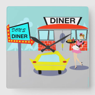 1950年代のダイナーウォールクロック スクエア壁時計