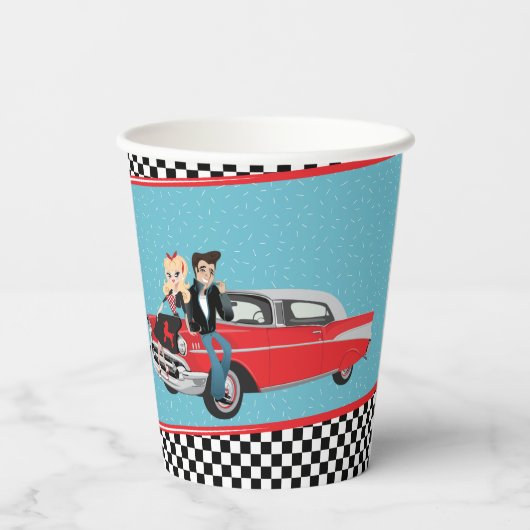 1950年代のダイナーレトロ誕生日パーティー紙カップ 紙コップ (裏面)