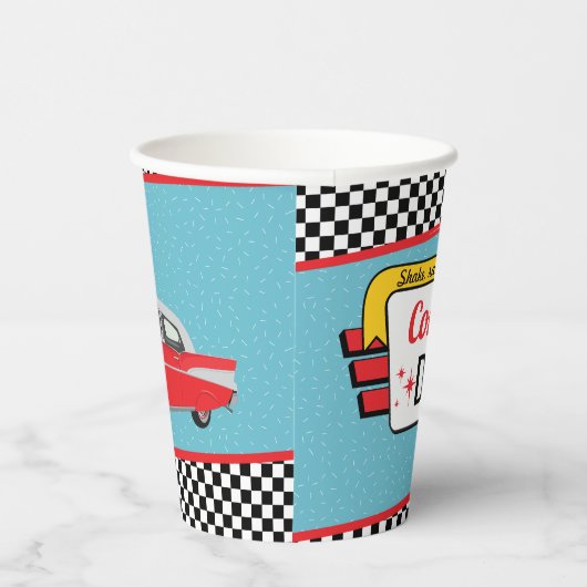 1950年代のダイナーレトロ誕生日パーティー紙カップ 紙コップ (右)