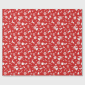 1950年代のノベルティ赤と白クラシッククリスマス ラッピングペーパー (フラット)