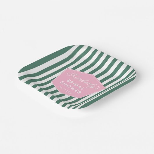 1950年代のバケーション・グラマラスなピンクとグリーンの結婚前お披露目パーティー ペーパープレート (傾斜あり)