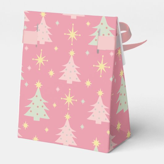 1950年代のピンクと緑のレトロクリスマス フェイバーボックス (裏面サイド)