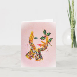 1950年代のファッショナブルな女性 ホリー ' Tis the Season カード