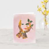 1950年代のファッショナブルな女性 ホリー ' Tis the Season カード (黄色い花)