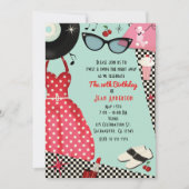 1950年代のフィフティーズドレスアップレトロビンテージ招待状 招待状 (正面)