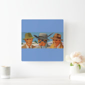 1950年代のフェドラ着用トリオ スクエア壁時計 (ホーム)