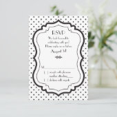 1950年代のブラック&ホワイト水玉ウェディング出欠確認カード 出欠カード (スタンド正面)