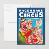 1950年代のヘーゲン兄弟サーカス ポスター ポストカード (正面/裏面)