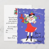 1950年代のホリデー・ティーパーティー招待状 招待状 (正面/裏面)