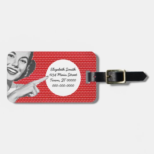 1950年代のポインティング若い女性 ラゲッジタグ (正面横)