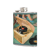 1950年代のポータブルレコードプレーヤー広告 フラスク (左)