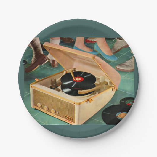1950年代のポータブルレコードプレーヤー広告 ペーパープレート (正面)
