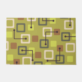 1950年代のミッドセンチュリーのタイルと正方形のチャートルーズ ドアマット