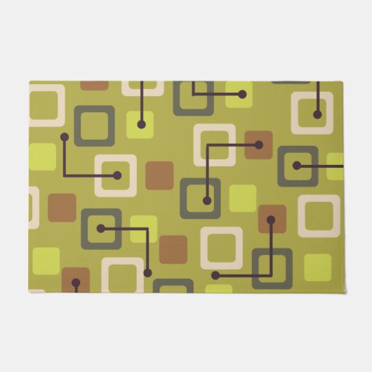 1950年代のミッドセンチュリーのタイルと正方形のチャートルーズ ドアマット (正面)