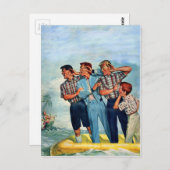 1950年代のメンフォークがサイレンの歌に耳を傾ける ポストカード (正面/裏面)