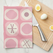 1950年代のモダンアートソフトキューブピンクバニラ キッチンタオル (四つ折り)