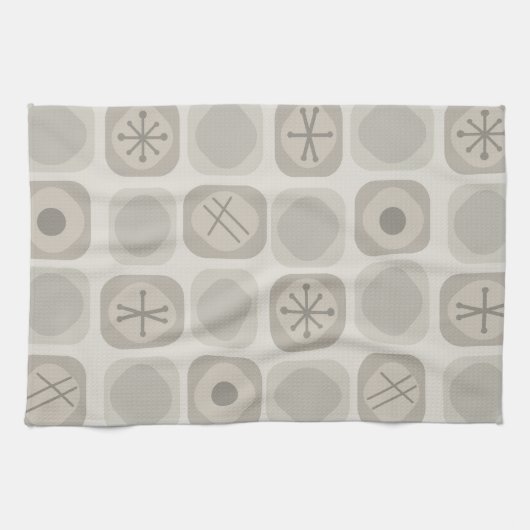 1950年代のモダンアートソフトキューブTaupe キッチンタオル (横)