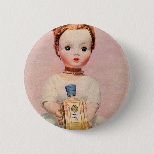 1950年代のヤードリーとアレクサンダー夫人の人形 缶バッジ (正面)