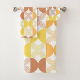 1950年代のライモダンンアートミッドセンチュリーブラウンとイエロー バスタオルセット