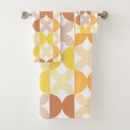 1950年代のライモダンンアートミッドセンチュリーブラウンとイエロー バスタオルセット (インサイチュ)