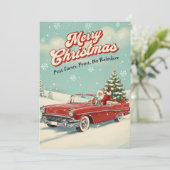 1950年代のレトロなサンタクロースのクリスマスカード シーズンカード (スタンド正面)