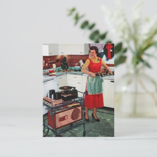 1950年代のレトロなヴィンテージ主婦でキッチンとトルコ ポストカード (スタンド正面)