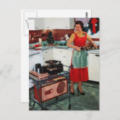 1950年代のレトロなヴィンテージ主婦でキッチンとトルコ ポストカード (正面/裏面)