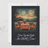 1950年代のレトロな裏庭BBQシーン - ノスタルジックな7月4日の 招待状 (正面)