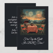 1950年代のレトロな裏庭BBQシーン - ノスタルジックな7月4日の 招待状 (正面/裏面)