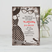 1950年代のレトロな黒と白のドレスアップ 招待状 (スタンド正面)