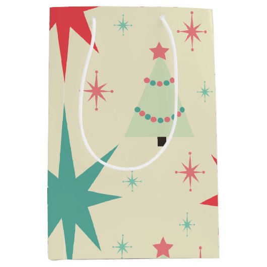 1950年代のレトロクリスマス ミディアムペーパーバッグ (正面)