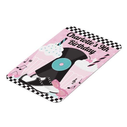 1950年代のレトロダイナー誕生日パーティー好意マグネット – そう マグネット (左側)