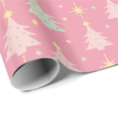 1950年代のレトロピンクと緑のクリスマス ラッピングペーパー (ロールコーナー)