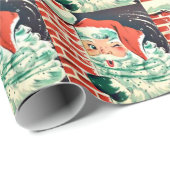 1950年代のレトロヴィンテージクリスマスサンタウィンキング ラッピングペーパー (ロールコーナー)