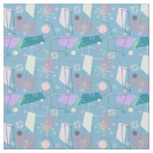 1950年代のレトロ原子パターン（青と紫） ファブリック (クローズアップ)