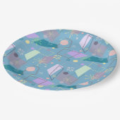 1950年代のレトロ原子パターン（青と紫） ペーパープレート (アングル)