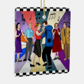 1950年代のレトロ懐かしいカップル踊りクリスマス セラミックオーナメント (右)