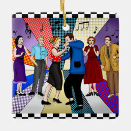 1950年代のレトロ懐かしいカップル踊りクリスマス セラミックオーナメント