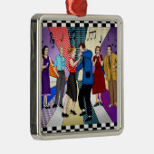 1950年代のレトロ懐かしいカップル踊りクリスマス メタルオーナメント (右)