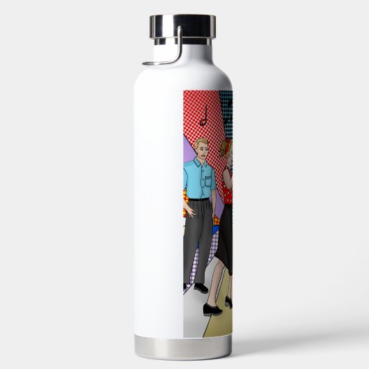 1950年代のレトロ懐かしいカップル踊りステンレスSt ウォーターボトル (右面)