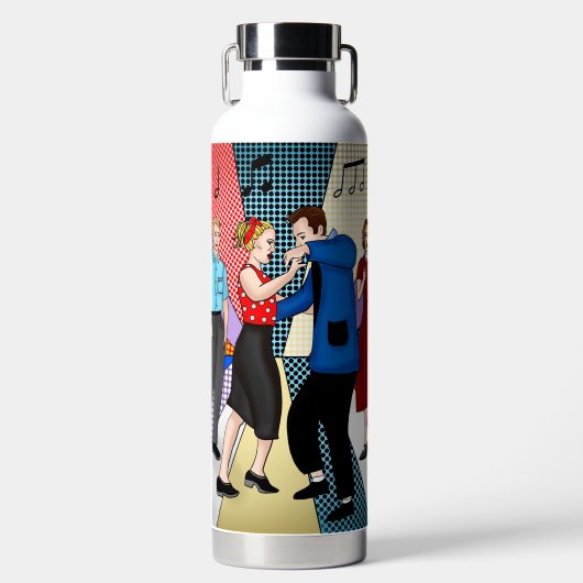 1950年代のレトロ懐かしいカップル踊りステンレスSt ウォーターボトル (正面)