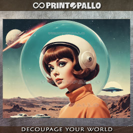 1950年代のレトロ未来女性プレキシグラスヘルメット 薄葉紙