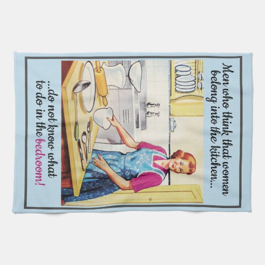 1950年代のヴィンテージおもしろい女性解放運動の女性たち キッチンタオル (横)