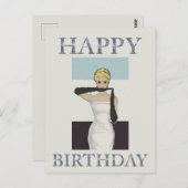 1950年代のヴィンテージの女性用イブニンググローブ ハッピーバースデー ポストカード (正面/裏面)