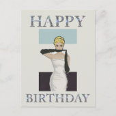 1950年代のヴィンテージの女性用イブニンググローブ ハッピーバースデー ポストカード (正面)