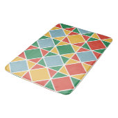 1950年代のヴィンテージダイヤモンドパターン黄色の緑と赤 バスマット (アングル)