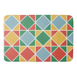 1950年代のヴィンテージダイヤモンドパターン黄色の緑と赤 バスマット