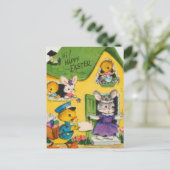 1950年代のヴィンテージハッピーイースター動物 シーズンポストカード (スタンド正面)